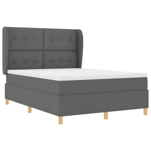 vidaXL Box Spring Bed with Mattress Dark Grey 190 x 140 cm Fabric