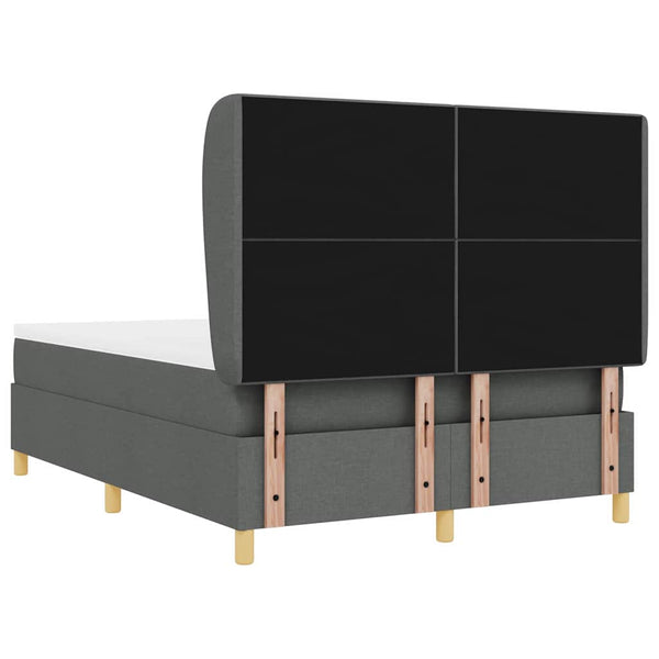 vidaXL Box Spring Bed with Mattress Dark Grey 190 x 140 cm Fabric