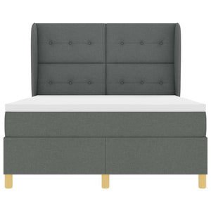 vidaXL Box Spring Bed with Mattress Dark Grey 190 x 140 cm Fabric