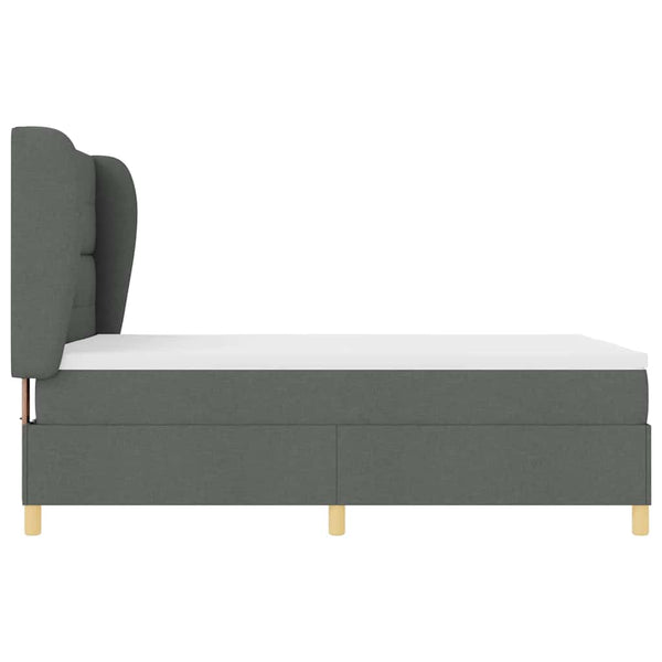 vidaXL Box Spring Bed with Mattress Dark Grey 190 x 140 cm Fabric