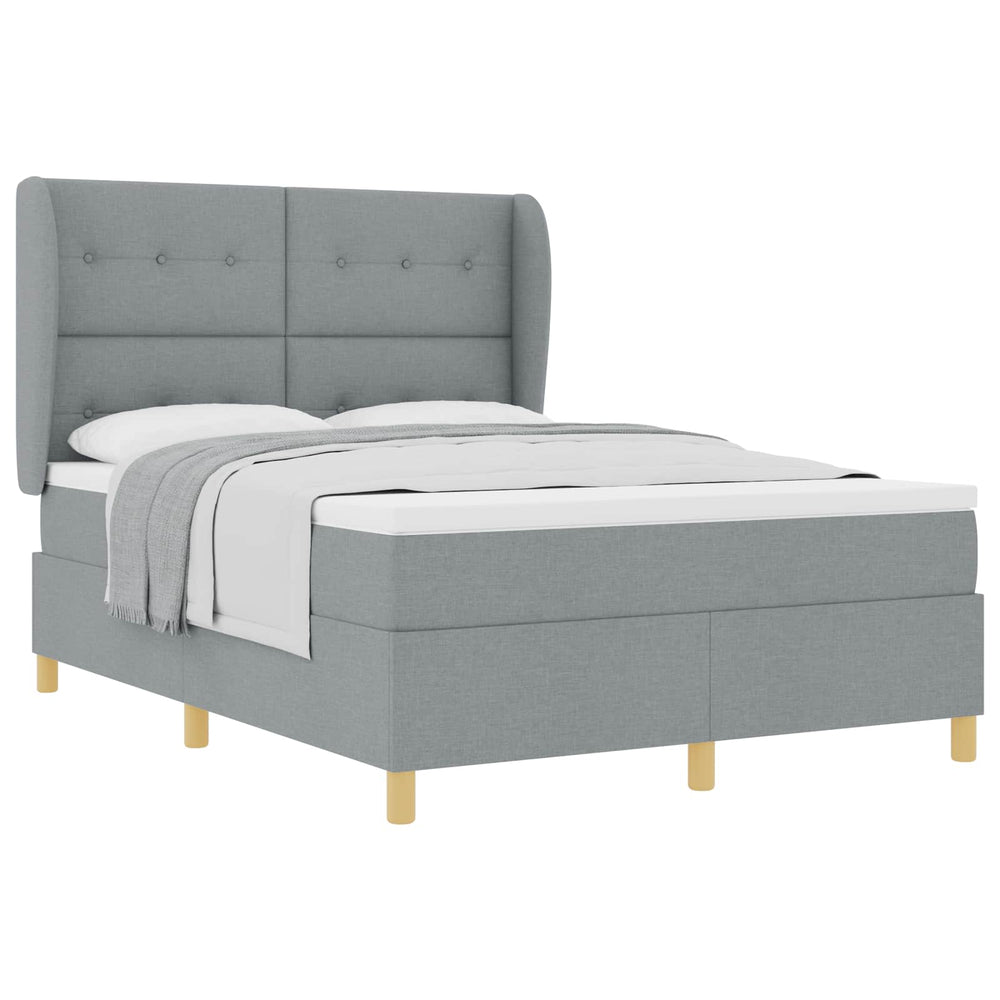 vidaXL Box Spring Bed with Mattress Light Gray 200 x 140 cm Fabric