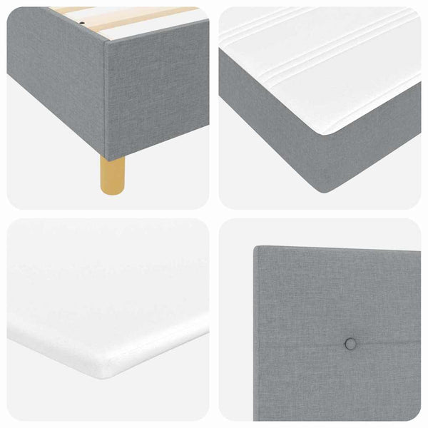 vidaXL Box Spring Bed with Mattress Dark Grey 90x190 cm Light Grey Fabric