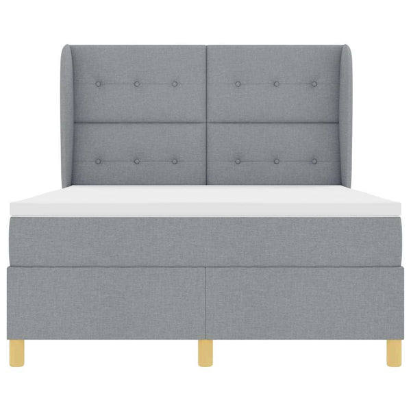 vidaXL Box Spring Bed with Mattress Dark Grey 90x190 cm Light Grey Fabric