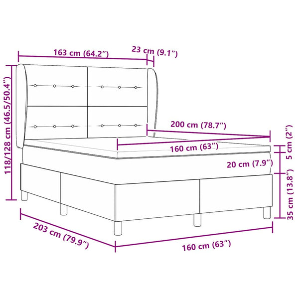 vidaXL Box Spring Bed with Mattress Dark Grey 90x190 cm Light Grey Fabric