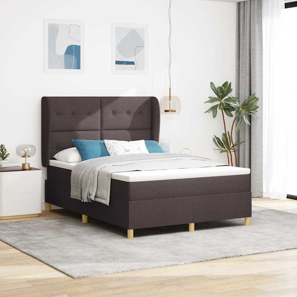 vidaXL Box Spring Bed with Mattress Dark Brown 200 x 160 cm Fabric