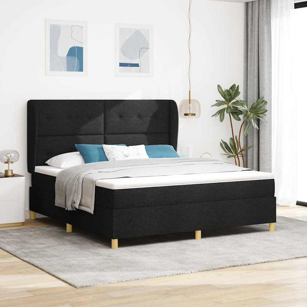 vidaXL Box Spring Bed with Mattress Black 200 x 180 cm Fabric