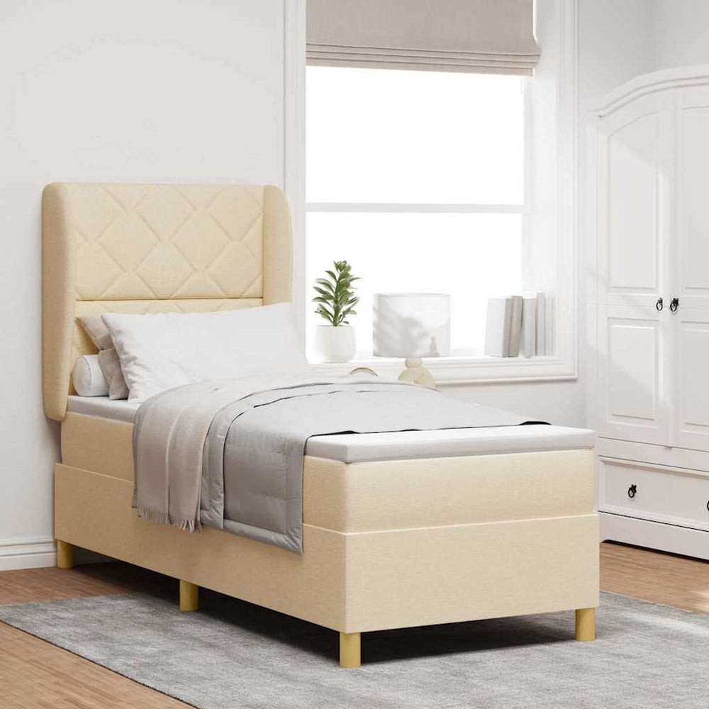 vidaXL Box Spring Bed with Headboard Cream 200 x 80 cm Fabric