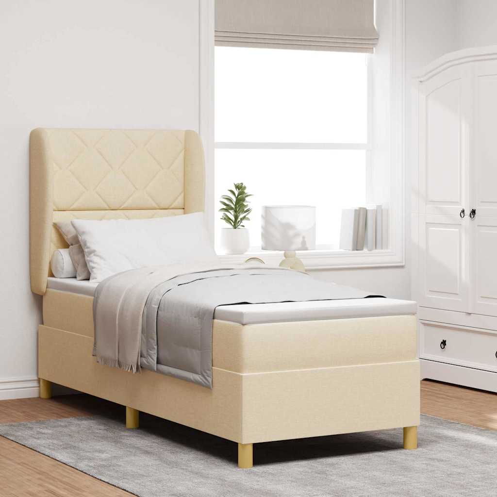 vidaXL Box Spring Bed with Headboard Cream 200 x 80 cm Fabric