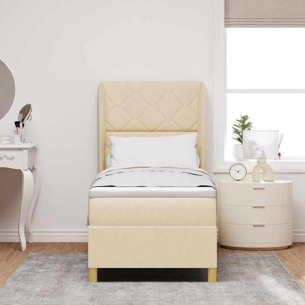 vidaXL Box Spring Bed with Headboard Cream 200 x 80 cm Fabric
