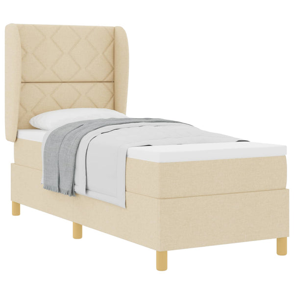 vidaXL Box Spring Bed with Headboard Cream 200 x 80 cm Fabric