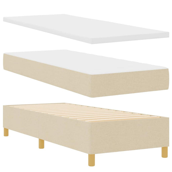 vidaXL Box Spring Bed with Headboard Cream 200 x 80 cm Fabric