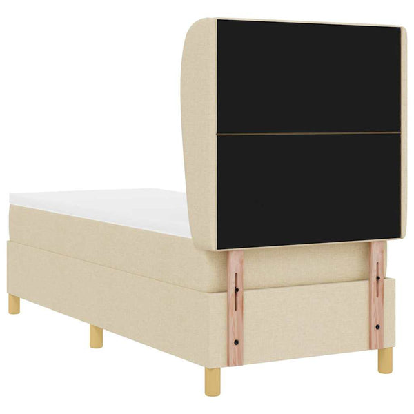 vidaXL Box Spring Bed with Headboard Cream 200 x 80 cm Fabric