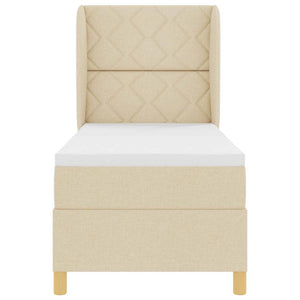 vidaXL Box Spring Bed with Headboard Cream 200 x 80 cm Fabric