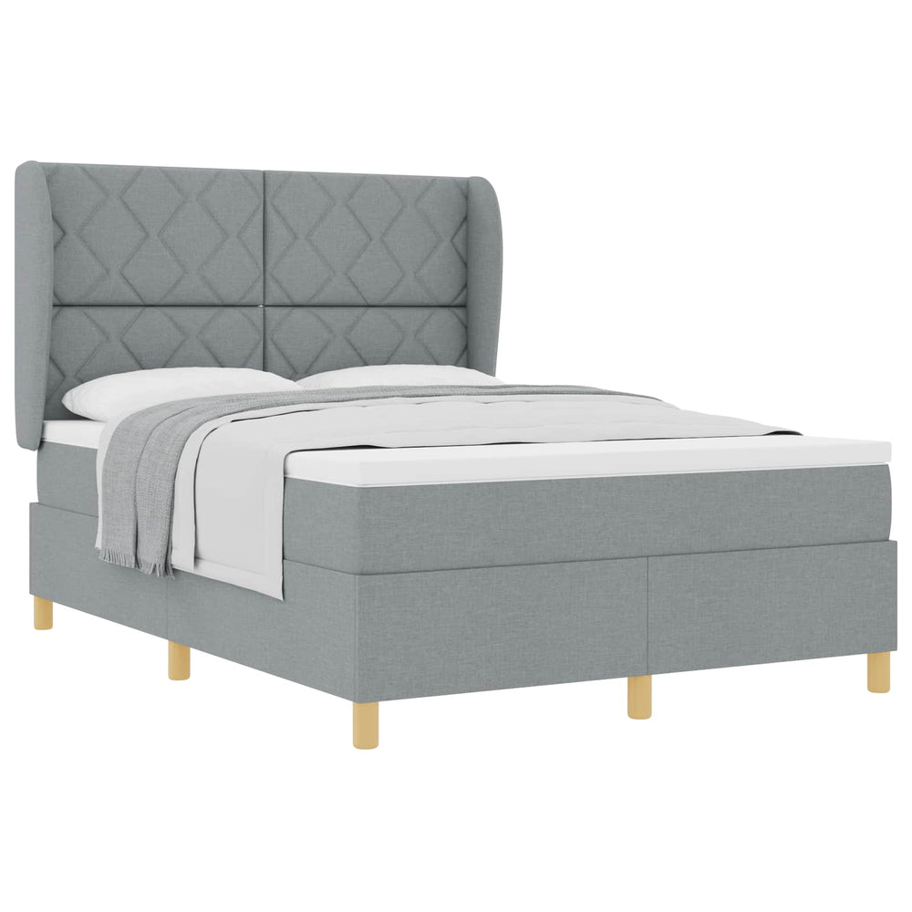 vidaXL Box Spring Bed with Headboard Light Gray 200 x 160 cm Fabric