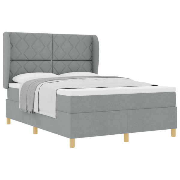 vidaXL Box Spring Bed with Headboard Light Gray 200 x 160 cm Fabric