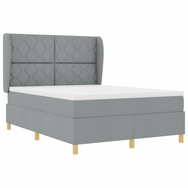 vidaXL Box Spring Bed with Headboard Light Gray 200 x 160 cm Fabric