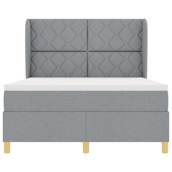 vidaXL Box Spring Bed with Headboard Light Gray 200 x 160 cm Fabric