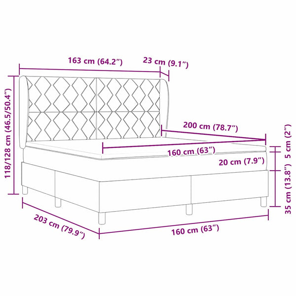 vidaXL Box Spring Bed with Headboard Light Gray 200 x 160 cm Fabric
