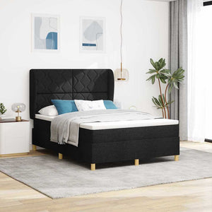 vidaXL Box Spring Bed with Headboard Black 200 x 160 cm Fabric