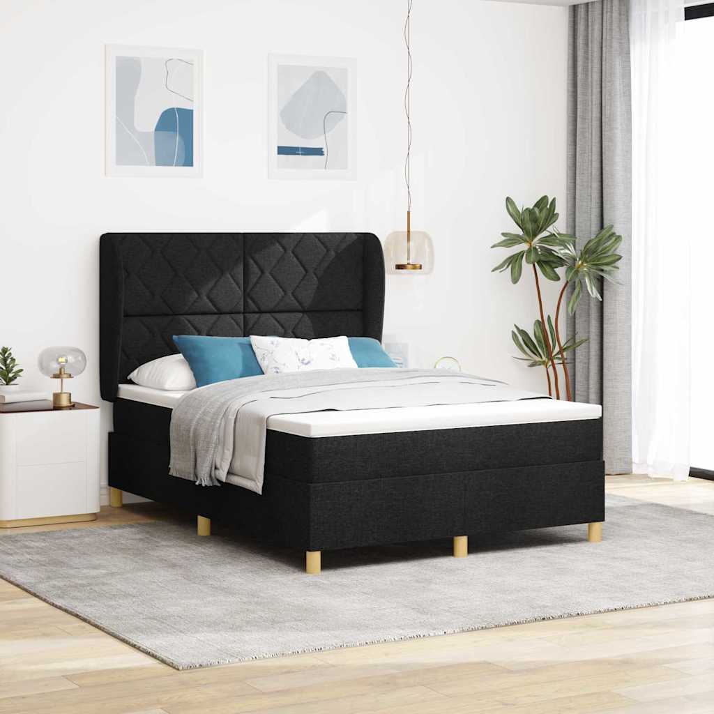 vidaXL Box Spring Bed with Headboard Black 200 x 160 cm Fabric