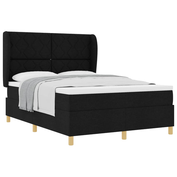 vidaXL Box Spring Bed with Headboard Black 200 x 160 cm Fabric