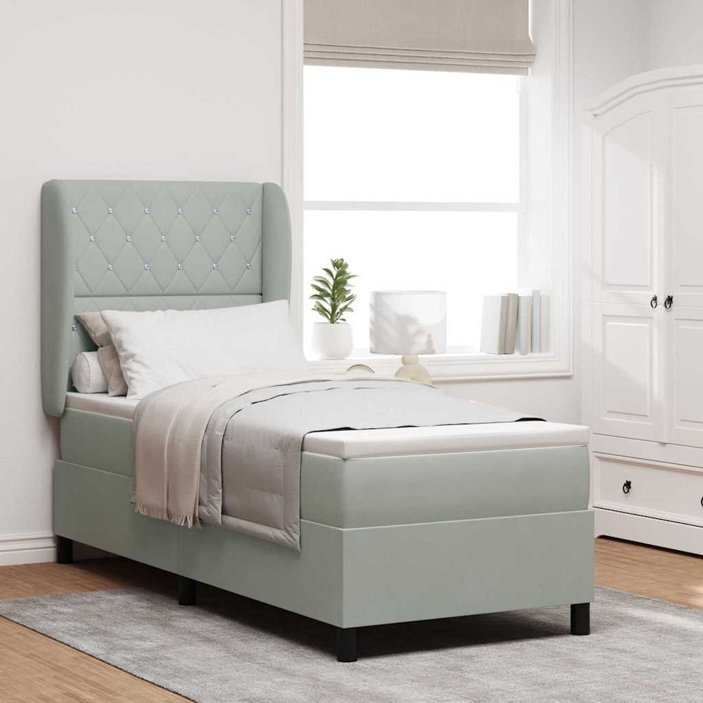 vidaXL Box spring bed with mattress Light gray 200 x 80 cm Velvet