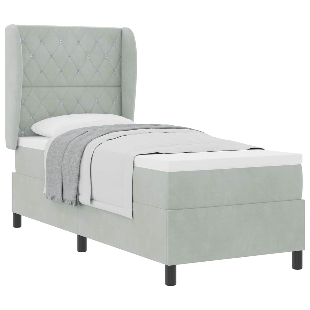 vidaXL Box spring bed with mattress Light gray 200 x 80 cm Velvet