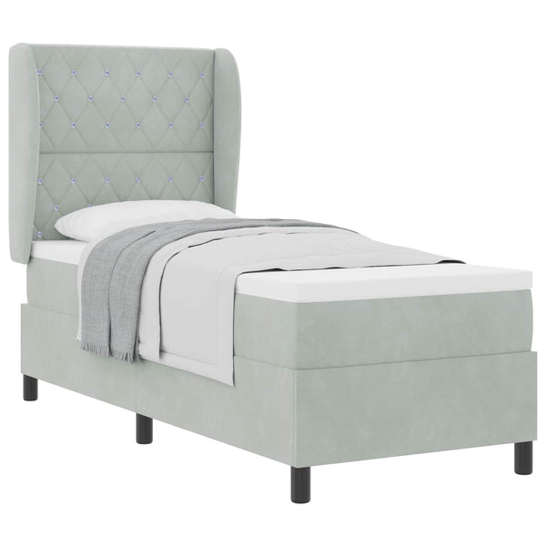vidaXL Box spring bed with mattress Light gray 200 x 80 cm Velvet