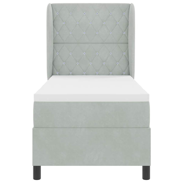 vidaXL Box spring bed with mattress Light gray 200 x 80 cm Velvet