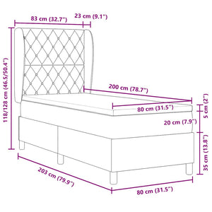 vidaXL Box spring bed with mattress Light gray 200 x 80 cm Velvet