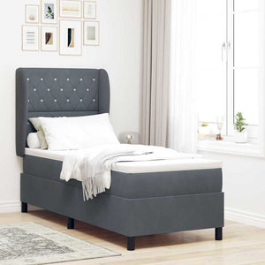 vidaXL Box Spring Bed with Mattress Dark Grey 200 x 80 cm Velvet