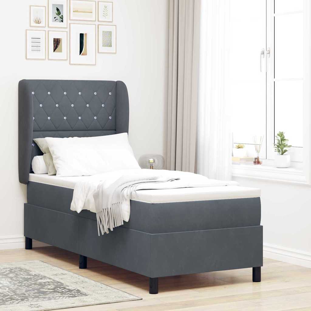 vidaXL Box Spring Bed with Mattress Dark Grey 200 x 80 cm Velvet