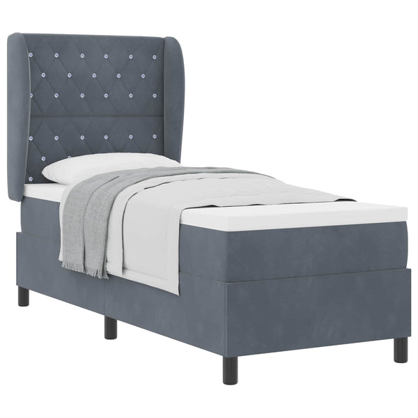 vidaXL Box Spring Bed with Mattress Dark Grey 200 x 80 cm Velvet