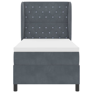 vidaXL Box Spring Bed with Mattress Dark Gray 190 x 90 cm Velvet