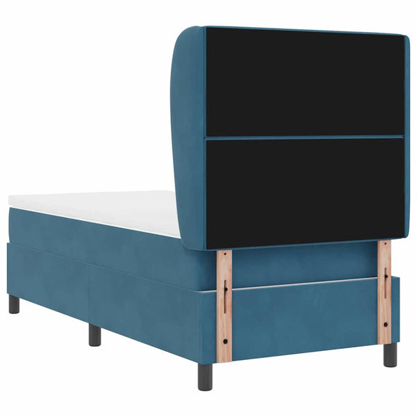 vidaXL Box Spring Bed with Mattress Dark Blue 190 x 90 cm Velvet