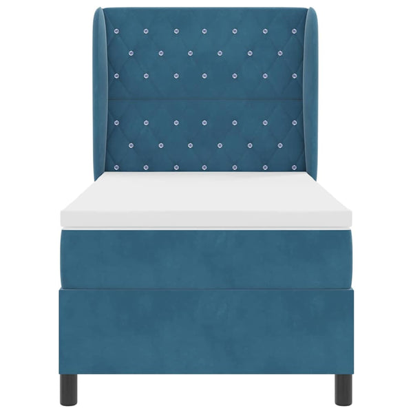 vidaXL Box Spring Bed with Mattress Dark Blue 190 x 90 cm Velvet
