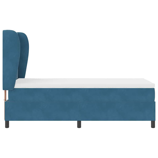 vidaXL Box Spring Bed with Mattress Dark Blue 190 x 90 cm Velvet