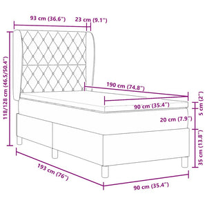 vidaXL Box Spring Bed with Mattress Dark Blue 190 x 90 cm Velvet