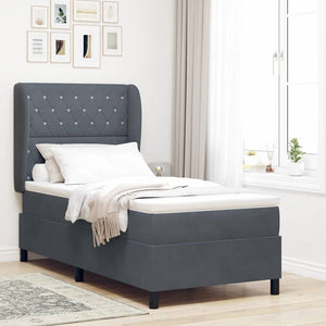 vidaXL Box Spring Bed with Mattress Dark Grey 200 x 90 cm Velvet