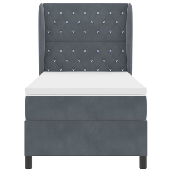 vidaXL Box Spring Bed with Mattress Dark Grey 200 x 90 cm Velvet