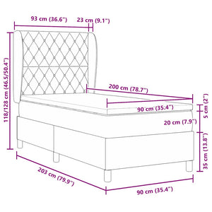 vidaXL Box Spring Bed with Mattress Dark Blue 200 x 90 cm Velvet