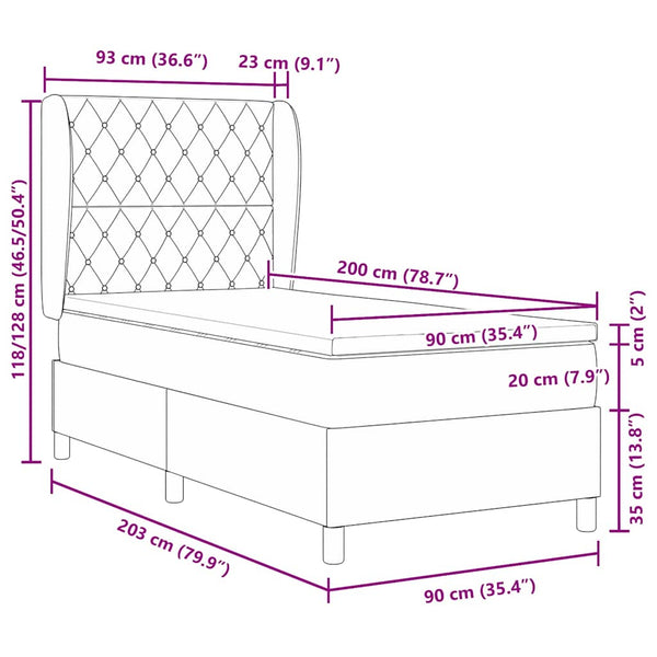 vidaXL Box Spring Bed with Mattress Dark Blue 200 x 90 cm Velvet