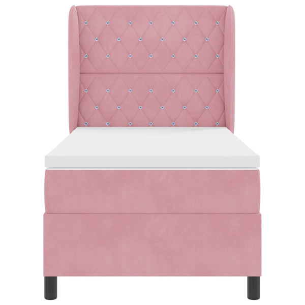 vidaXL Box Spring Bed with Mattress and Headboard Pink 200 x 90 cm Velvet