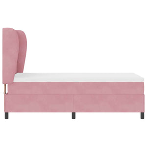 vidaXL Box Spring Bed with Mattress and Headboard Pink 200 x 90 cm Velvet