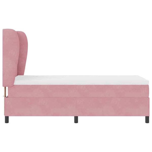 vidaXL Box Spring Bed with Mattress and Headboard Pink 200 x 90 cm Velvet