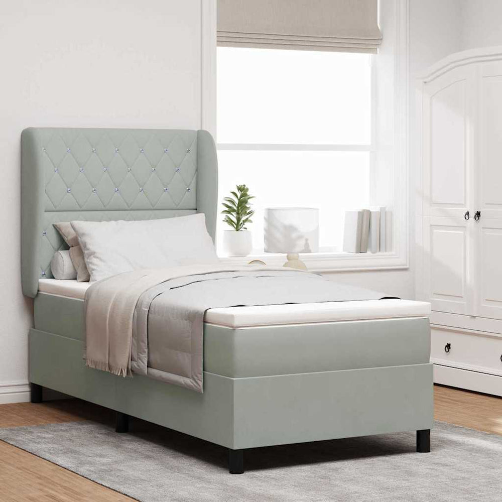 vidaXL Box Spring Bed with Mattress Light Grey 200 x 100 cm Velvet