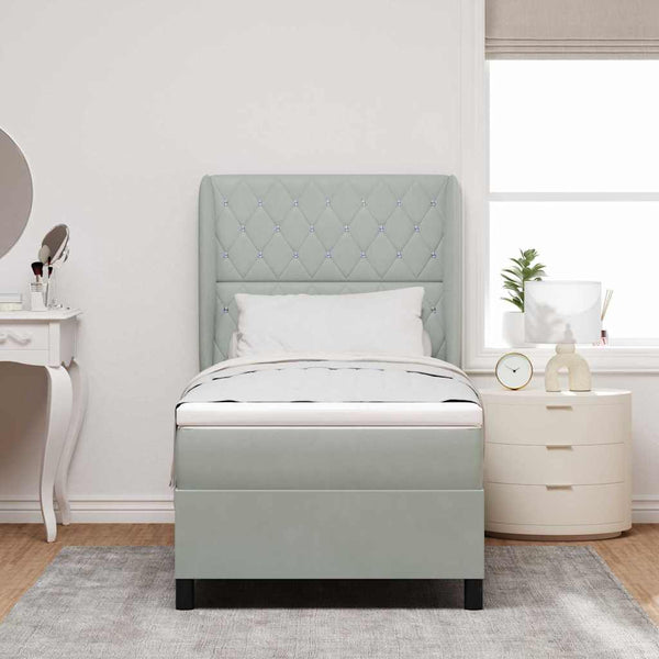 vidaXL Box Spring Bed with Mattress Light Grey 200 x 100 cm Velvet