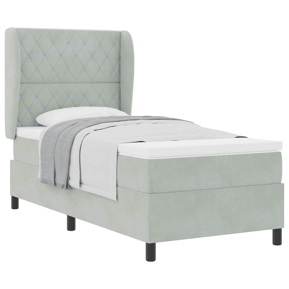 vidaXL Box Spring Bed with Mattress Light Grey 200 x 100 cm Velvet