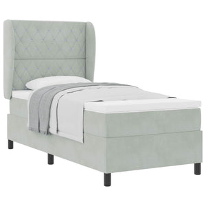 vidaXL Box Spring Bed with Mattress Light Grey 200 x 100 cm Velvet