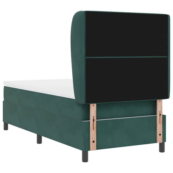 vidaXL Box Spring Bed with Mattress Dark Green 200 x 100 cm Velvet